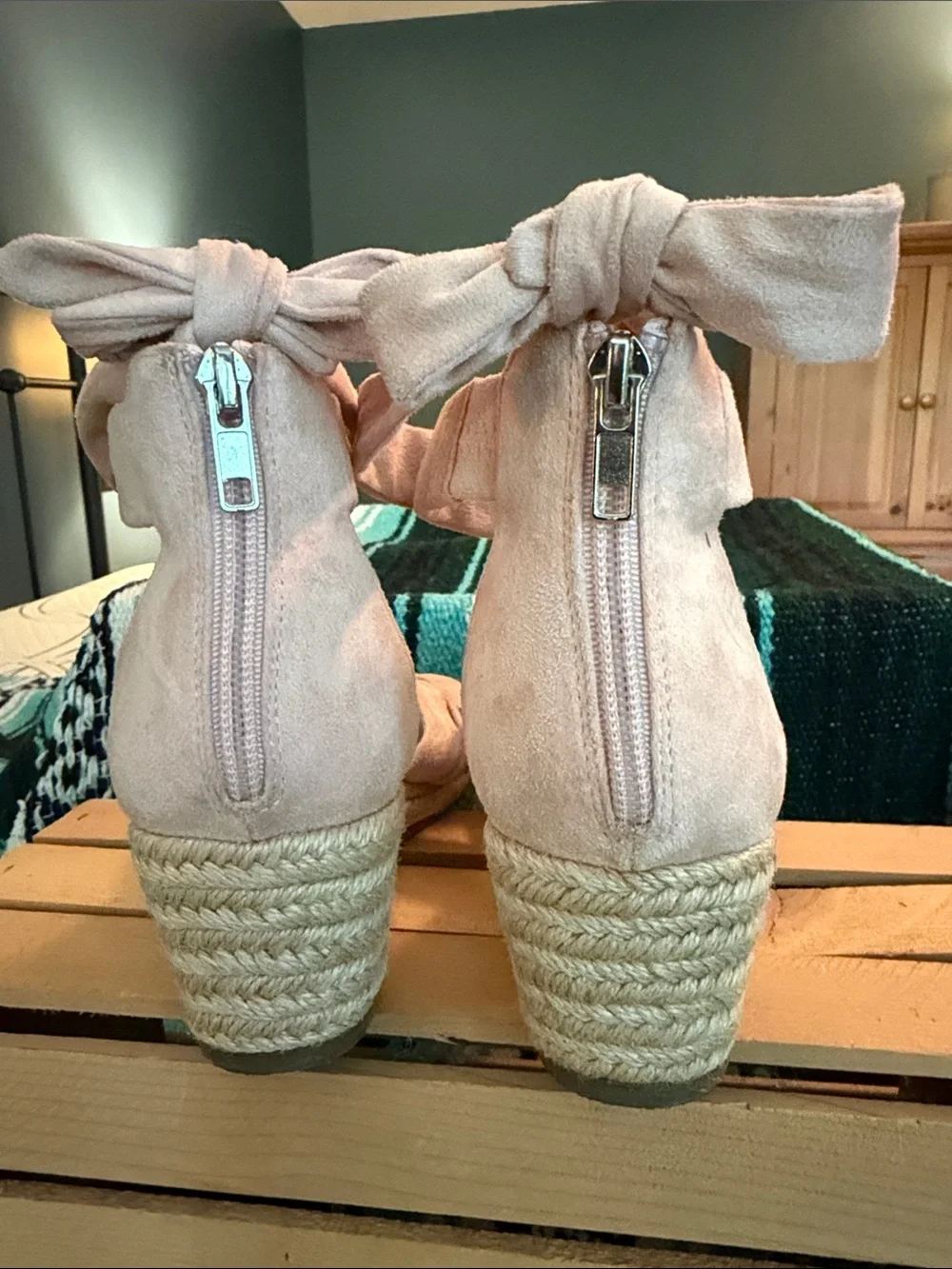 Women’s Espadrille Ankle-Tie Sandals - Blush Pink - Picture 7 of 9